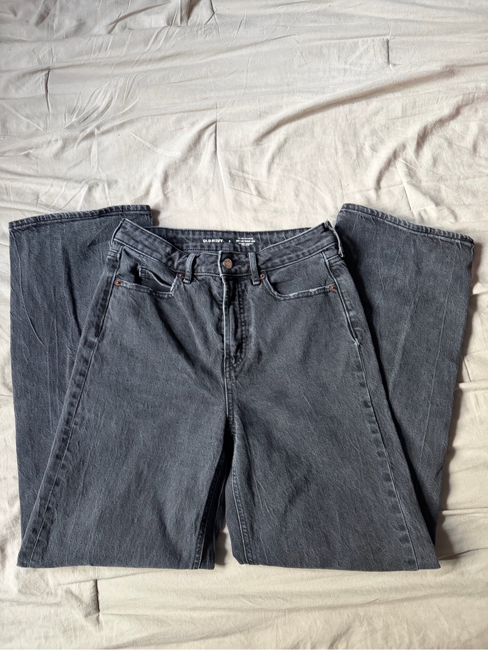 Old Navy Washed Black High-Rise Straight Jeans